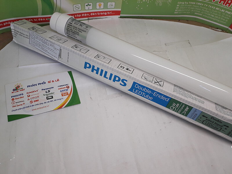 Hình thực tế bóng đèn tuýp led 0.6 m DE Philips công suất 9w thiết kế 2 đầu tiết kiệm điện